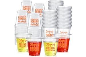 Jingmore 100 Pcs 3 oz Friendsgiving Shot Cups Small Thanksgiving Plastic Party Glasses Fall Autumn Disposable Drinking Cups Whiskey Food Cup for Fall Thanksgiving Party & Events
