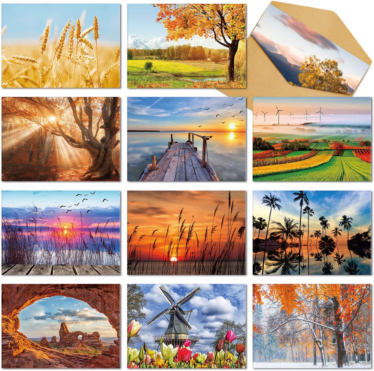 Deeplay 24 Pack Landscape Greeting Cards, Folding Blank Note Cards