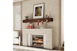 Heimlove Fireplace Mantel 60 Inch,Handcrafted Solid Ash Veneer Over Engineered Wood,Wall Mounted Rustic Wood Display Shelf with Invisible Heavy Duty Wood Bracket,60"x 8"x 6"-Dark Walnut