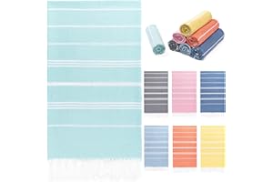 Aegero Turkish Beach Towel, 36"x71" Quick Dry Sand Free Oversized Bath Pool Swim Towel, Lightweight Travel Turkish Towels Vacation Essentials, Aqua