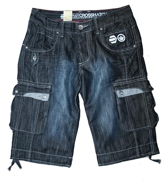 mens three quarter denim shorts