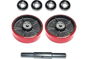 T TORY CARRIER Tory Carrier Pallet Jack/Truck Wheels 7 inchx 2 inch Poly Tread red Fasteners - A Pair