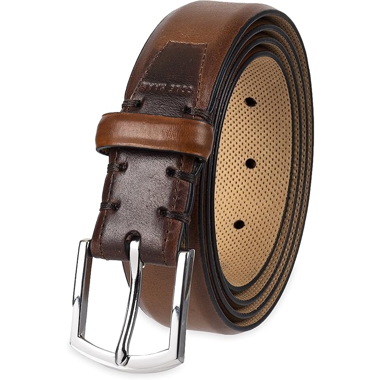 Johnston & Murphy Mens Diagonal-etched Belt Tan 32