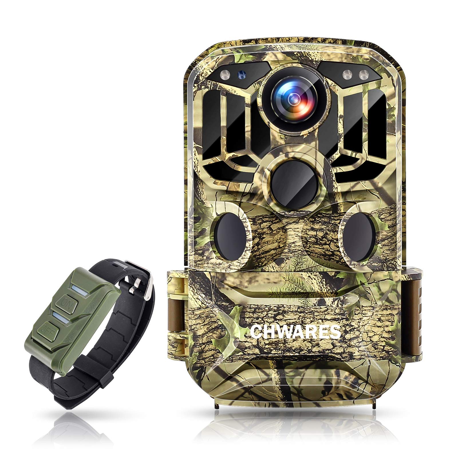 CHWARES Wildlife Camera WiFi 24MP 1296P HD Hunting Trail Cameras with No Glow Infrared Night Vision Motion Activated IP66 Waterproof for Outdoor and Home Security