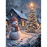 DIYDECORFUN Diamond Art Kits for Adults Beginner, 5D Christmas Tree Diamond Painting Kits,Snowman Painting with Diamond,Full Round Drills Winter Gem Art for Christmas Wall Decor 12 x 16 in