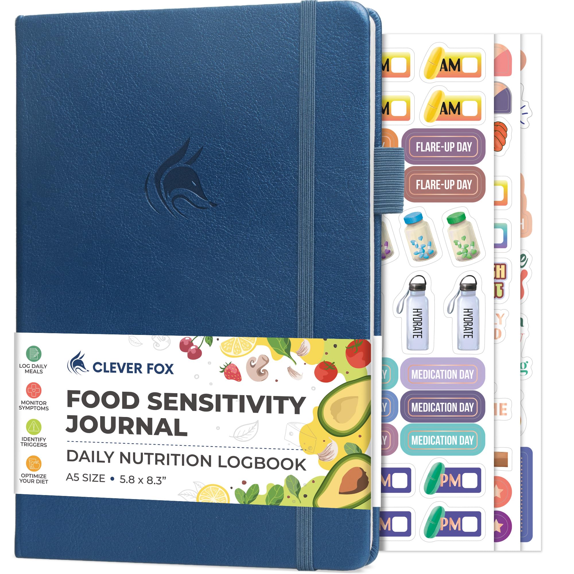 Photo 1 of Clever Fox Food Sensitivity Journal – Daily Intolerance & Symptom Log for IBS, Diabetic, Low Fodmap, Elimination Diet – Health Tracker (Mystic Blue)