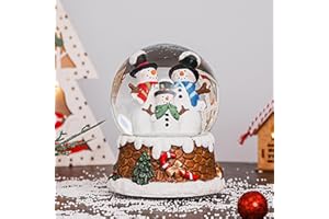 DUSVALLY Snow Globe Gift for Kid & Adult Snowman-Family-Scene, Musical Crystal Glitter Ball for Christmas & New Year, 100mm Glass Water Globe Wind-up Decoration for Home & Office, 5.5''H