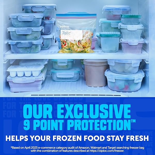ZIPLOC QUART FOOD STORAGE FREEZER BAGS, STAY OPEN DESIGN, EASY TO FILL, 60 COUNT (PACKAGING MAY VARY)