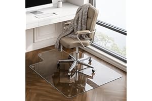 VASUHOME Premium Tempered Glass Floor Mat with Lip - 36" x 47" Large Office Floor Mat for Carpet or Hardwood Floors, 1/5" Thick with 12 Anti-Slip Pads