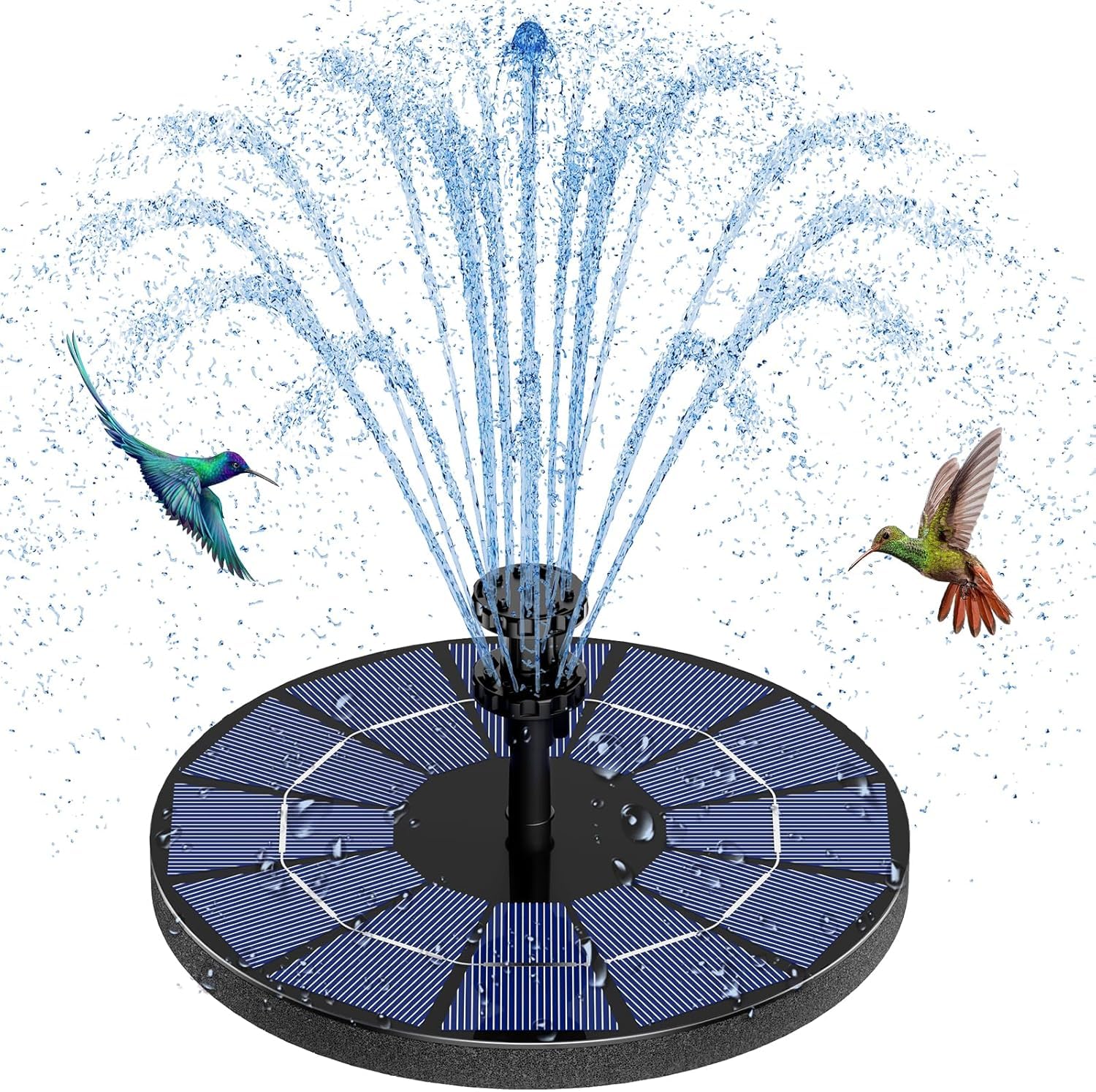 AISITIN 3.5W Solar Fountain Pump, Solar Water Pump Floating Fountain with 1500mAh Battery, Solar Fountains 10 Forms of Water Spray for Bird Bath, Fish Tank, Pond or Garden Decoration