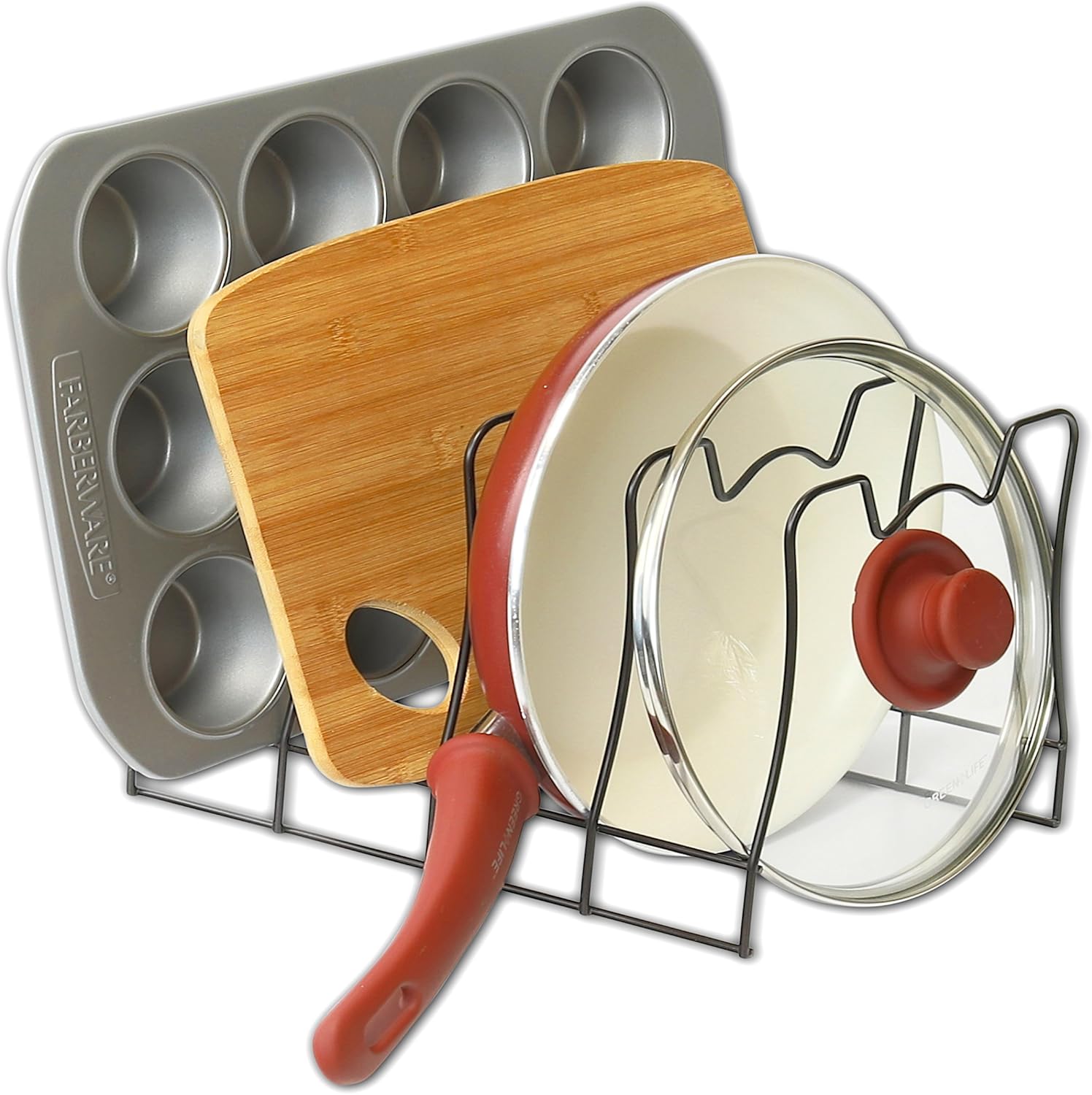 Simple Houseware SimpleHouseware Kitchen Pot Lid Rack Holder Organizer, Bronze: Kitchen & Dining