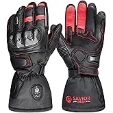 SAVIOR HEAT Heated Motorcycle Gloves for Men & Women, 7.4V 3000mAh Waterproof Heated Gloves with Rechargeable Battery Up to 10H for Winter Outdoor Riding, Cycling, Snowmobile