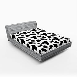 Ambesonne Cow Print 2 Pack Fitted Sheet, Cow Hide