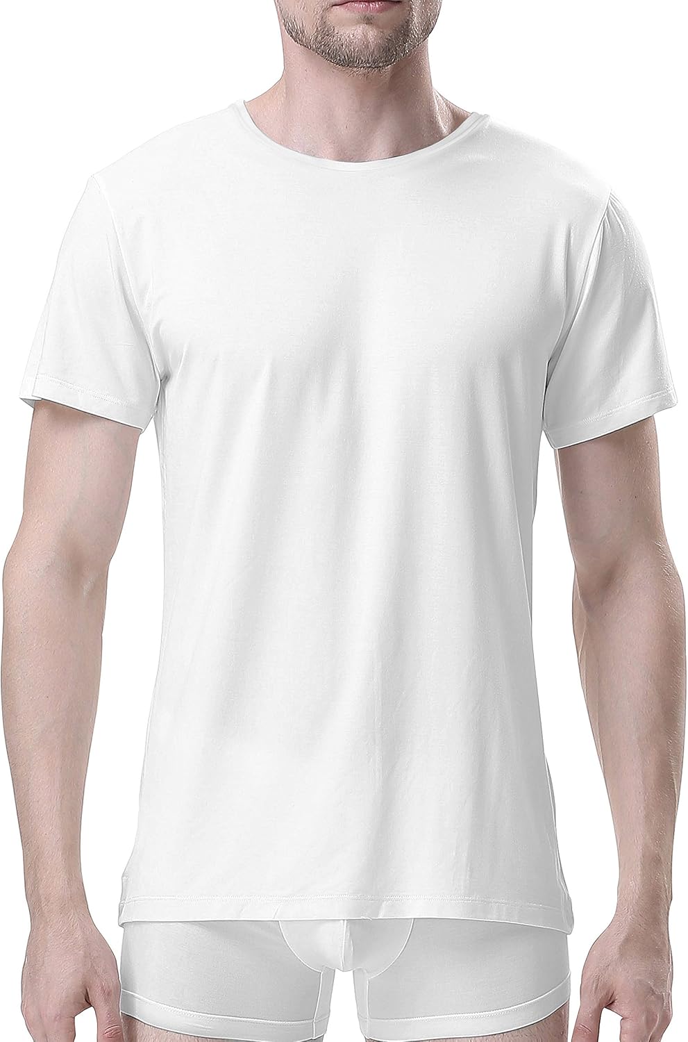 DAVID ARCHY Men's 3 Pack Soft Comfy Bamboo Rayon Undershirts Breathable Crew Neck Tees Short Sleeve T-Shirts: Clothing