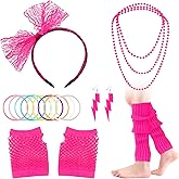 Bluckincle Women's Halloween Costumes,80s Outfit Woman,80s Accessories for Women,Neon Accessories for Disco Party (18 Pcs)
