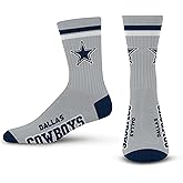 FBF - Official NFL 2 Stripe Adult Unisex Team Logo & Colors Crew Dress Socks Footwear for Men and Women Game Day Apparel