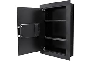 Barska Biometric Fingerprint Wall Safe with Adjustable Shelves – Steel Security Safe with Pry-Resistant Deadbolts, Mountable for Home, Office, and Business Use