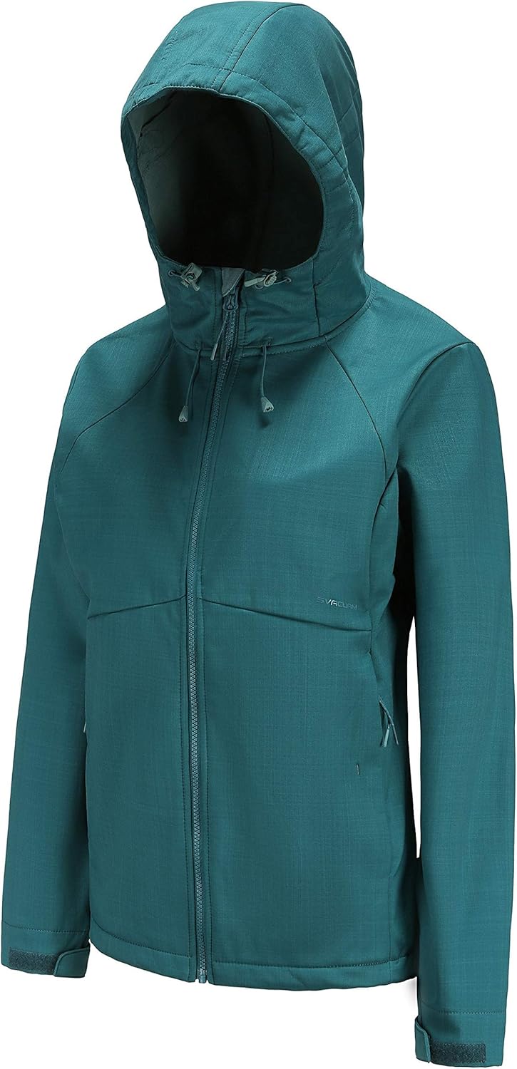 svacuam Women's Fleece Lined Softshell Waterproof Jacket Lightweight Anorak Hiking Coat: Clothing