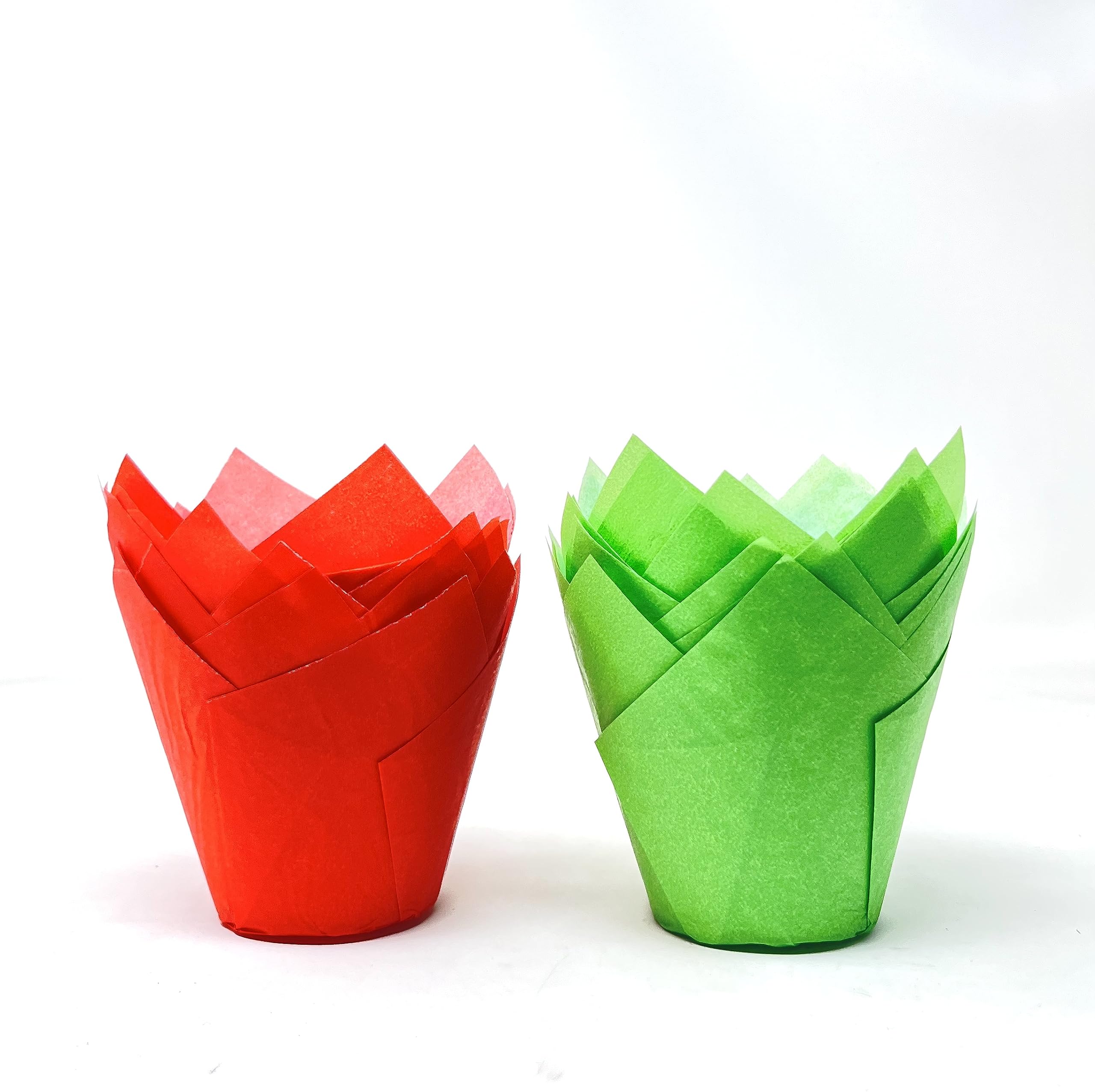 Bakery Direct Tulip Muffin Wraps - Bundle Pack Multi-Colour Cupcake Baking Cake Cases (Red & Green, 50)