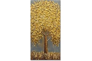 Epicler art Hand-Painted Abstract Flower Tree Oil Painting, 48x24 inch Canvas Wall Art Painting Office Home Wall Decorative Art