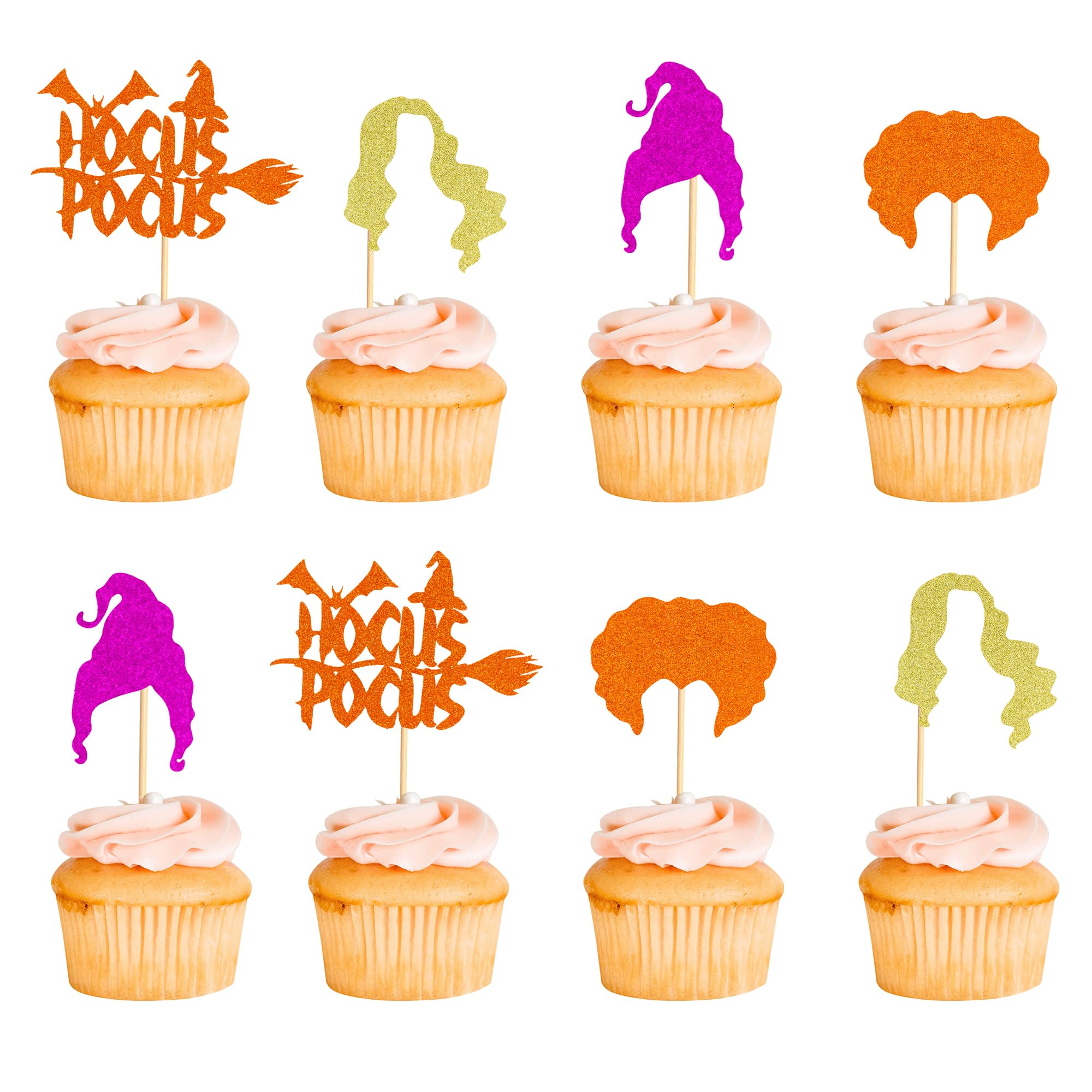 Arthsdite 24pcs Hocus Pocus Cupcake Toppers - I Put A Spell On You & Smell Children Cupcake Toppers for Halloween