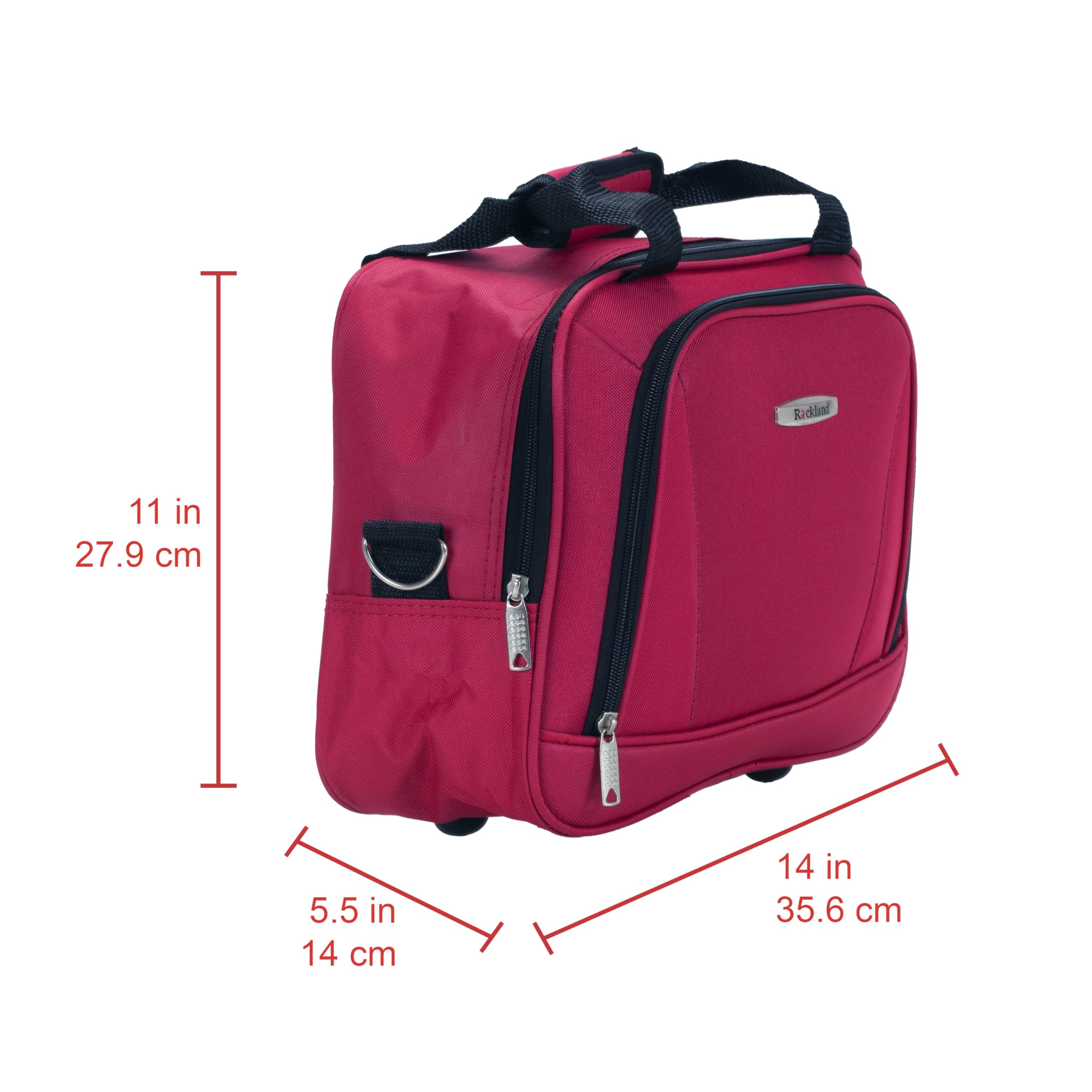Rockland Fashion Softside Upright Luggage Set,Expandable, Red, 2-Piece (14/19)