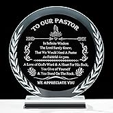 Pastor Appreciation Gifts For Men Women - Best Pastor Gift Crystal Plaque with Led Base For Pastors Home Office Decor Thank You Presents On Birthday Pastor'S Day Fathers Day Christmas