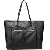 SharPlus Large Vegan Leather Tote Bag for Women with Zipper Shoulder Purse and Handbags for Travel & Work