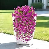 Artificial Flowers for Outdoors Decoration, 4Pcs Fake Hanging Flowers Morning Glory UV & Fading Resistant, Artificial Faux Plants Deocr for Home Porch Patio Balcony Planter Yard Garden Farmhouse