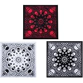 GERINLY 3pcs Men's Retro Bandana Scarf Stylish Paisley Pocket Squares Tie Dye Cowboy Wraps Headwraps for Hip Hop