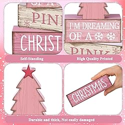 Lineshading 4 Pcs Christmas Table Decoration Wooden