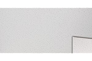 uDecor Iconic Petra 2x4 Mineral Fiber Ceiling Tile - White, Solid, Glue Down, Class A Fire Rated, Humidity & Sag Resistant, Box of 10