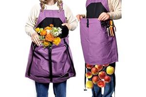 OYOWUOT Gardening Apron, Garden Apron with Quick Release Pockets for Women, Adjustable Fruit Picking Bag for Gardeners