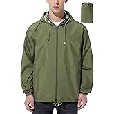 UIQUR Mens Rain Jacket Raincoat Windbreaker Running Waterproof Lightweight Packable with Hood Travel Hiking Cycling