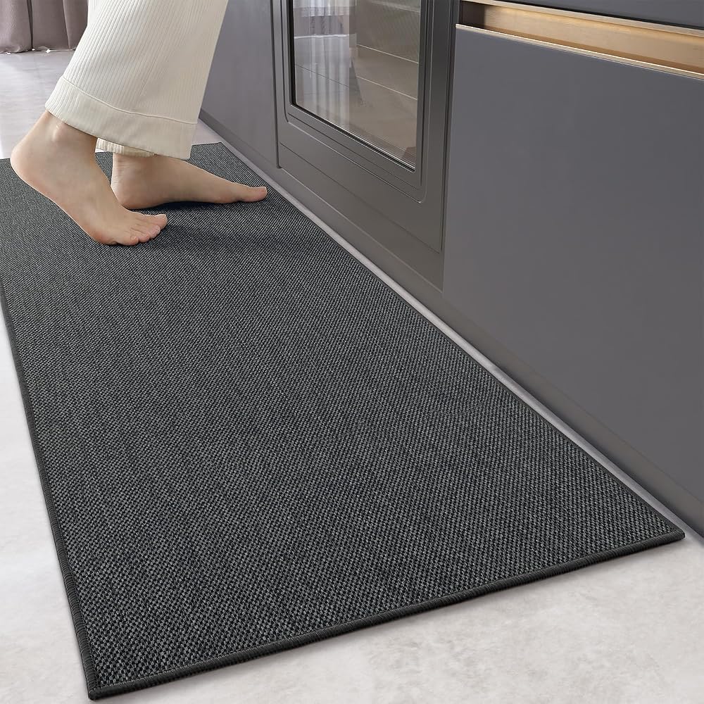 COLOR&GEOMETRY Kitchen Rug 43x120cm Non Slip Grey Washable Runner