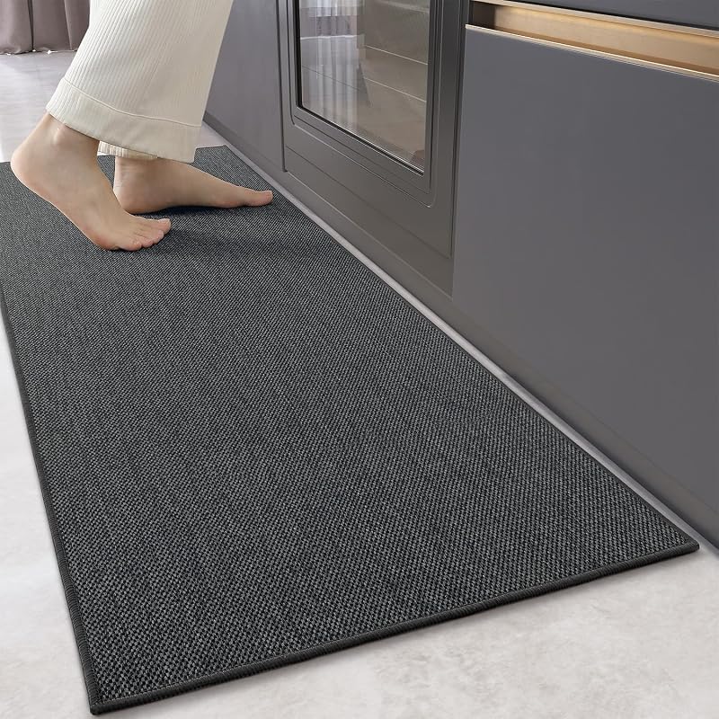 COLOR&GEOMETRY Kitchen Rug 43x120cm Non Slip Grey Washable Runner