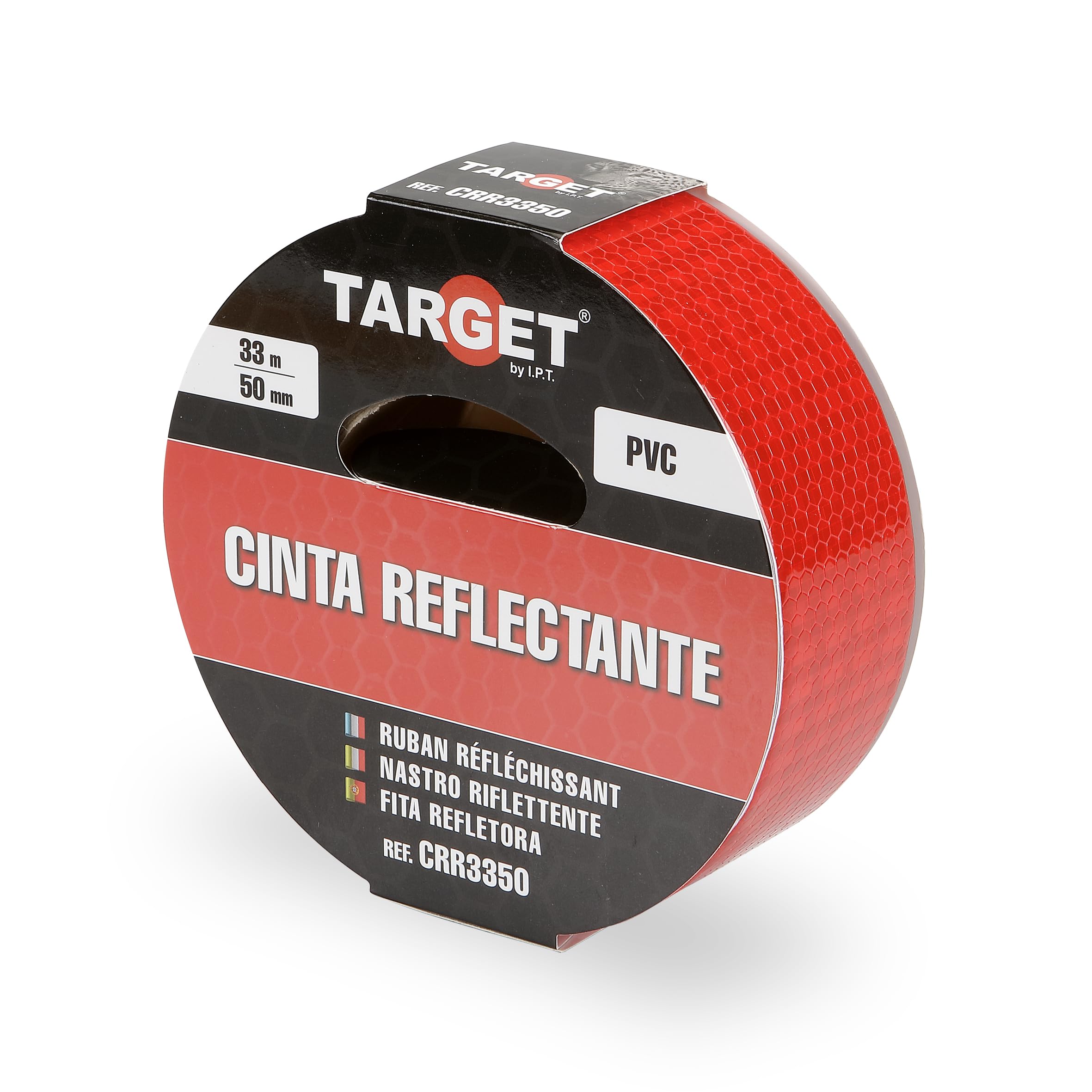 TARGET CRR3350 - Reflective Tape - Adhesive - 33 Metres x 50 Millimeters - Warning - Signage - Marking - High Visibility - Hazard - Safety - Red
