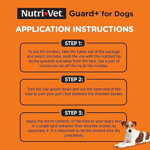 NUTRI-VET GUARD+ FOR DOGS – FLEA & TICK PREVENTION TREATMENT FOR DOGS 5-22 LBS. – WATERPROOF TOPICAL- 90 DAYS OF PROTECTION – 3 MONTHLY DOSES