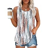 OFEEFAN Tank Top for Women Summer Outfits Sleeveless Blouses Dressy Casual Loose Fit Shirts Scooped Neck Pleated Front