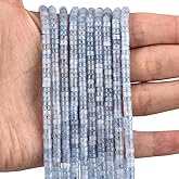 THEDAYEE 300pcs Natural Stone Heishi Beads 2x4mm Blue Aquamarine Small Disc Gemstone Loose Spacer Beads for Jewelry Making 2 Strands 32 Inch