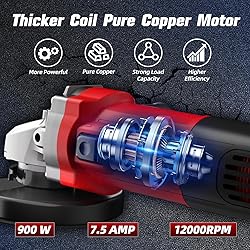 Revvstark Angle Grinder, 7.5-Amp 4 1/2 inch
