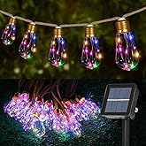 Solar Outdoor String Lights 24FT Vintage Rope Hemp Solar Lights with 20 Shatterproof Bulbs,8 Modes Solar Powered String Lights with Memory Function, Waterproof for Garden,Camping,Caf&eacute;(Multicolor)