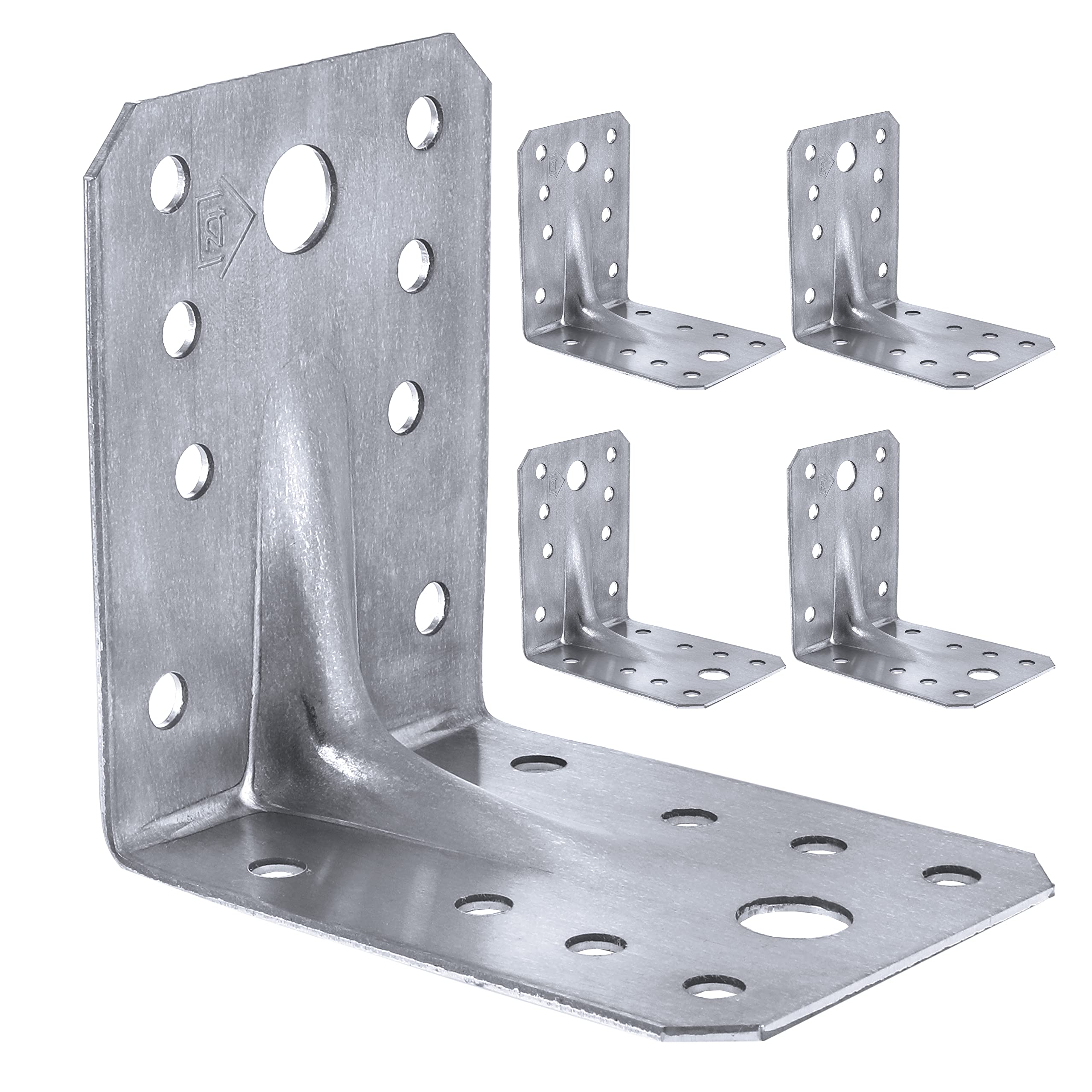 Corner Braces Brackets Plates, Heavy Duty Wooden Angle, Metal Steel Sheet Galvanised 2,75" x 2,75" x 2,17" x 0,08" (70 x 70 x 55 mm x 2 mm) ART4 Pack of 5pcs