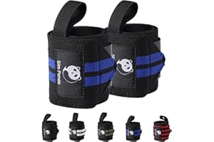 Slim Panda 1Pair Wrist Wraps Supports for Powerlifting, Bodybuilding & Weight Lifting, Breathable Adjustable Straps with Reinforced Thumb Loops, Workout Wrist Guards for Deadlifts, Bench Press & Squats, One Size Fits All Men & Women