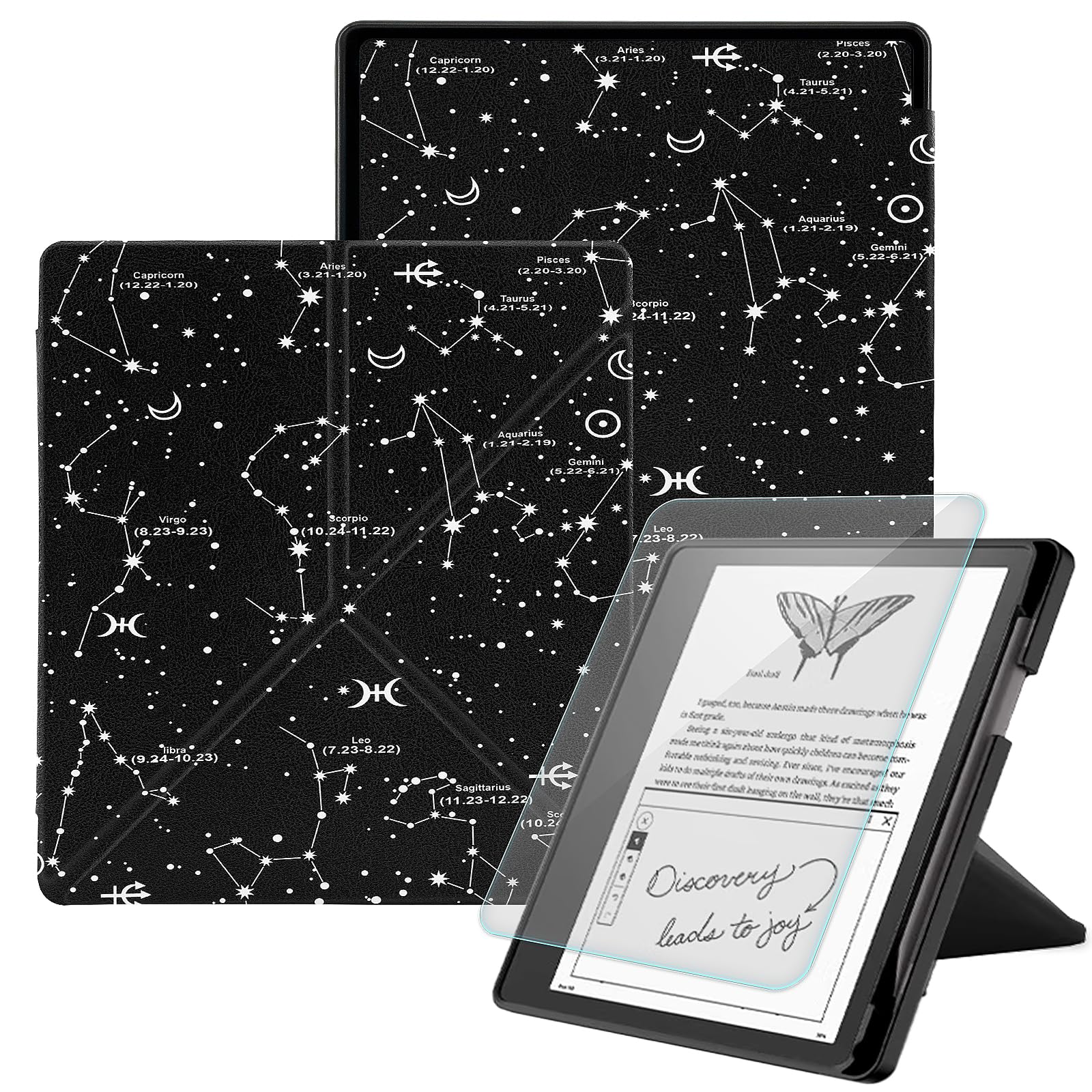 Photo 1 of Stand Case Compatible with Kindle Scirbe, Includes a Screen Protector, Premium PU Leather Cover with Auto Sleep/Wake for 10.2 Inch Kindle Scribe (2022/2024 Release), Constellation