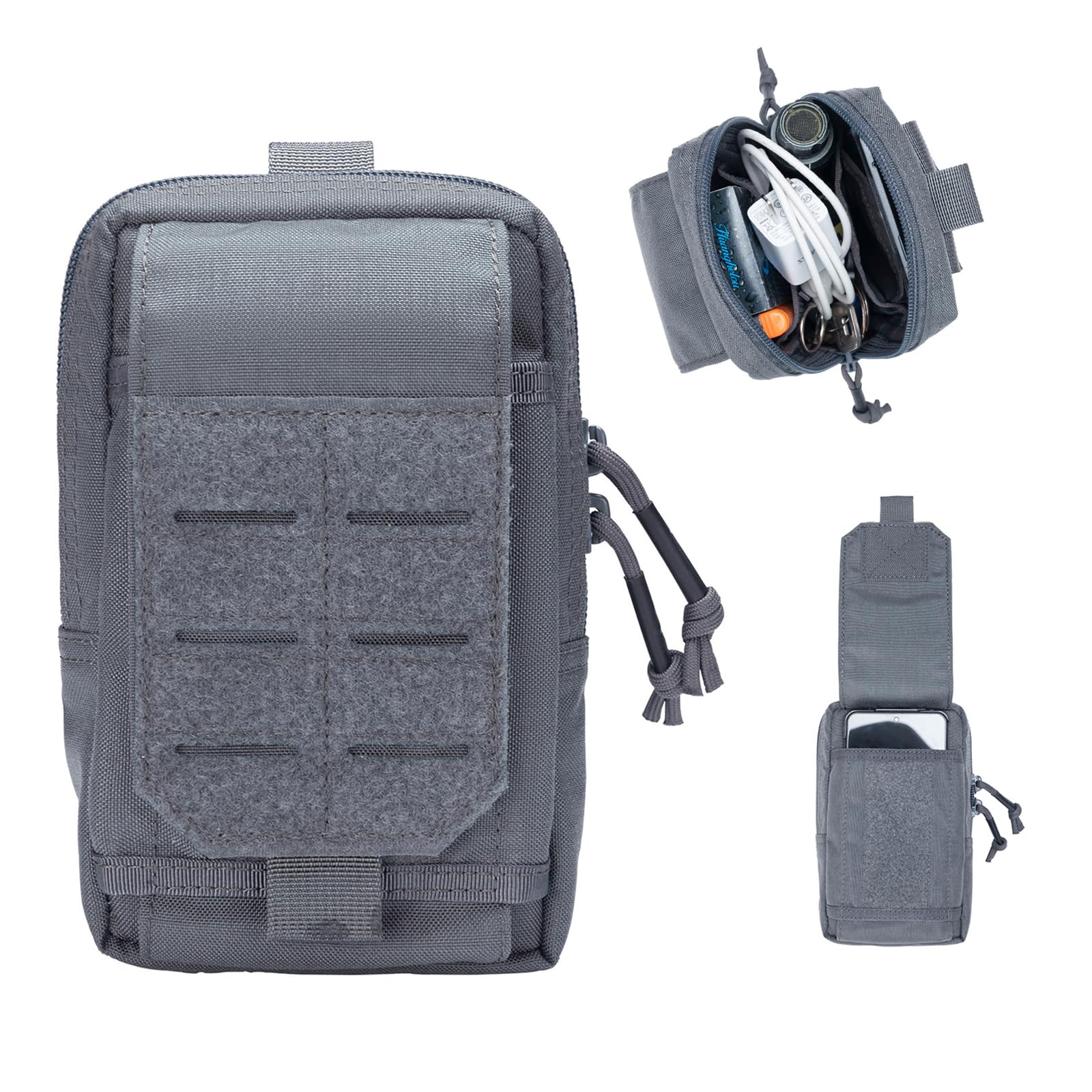 EXCELLENT ELITE SPANKER Tactical Molle Pouch Molle Phone Pouch EDC Utility Belt Pouch Phone Holder Bag For Sports Fishing Camping(GRY)