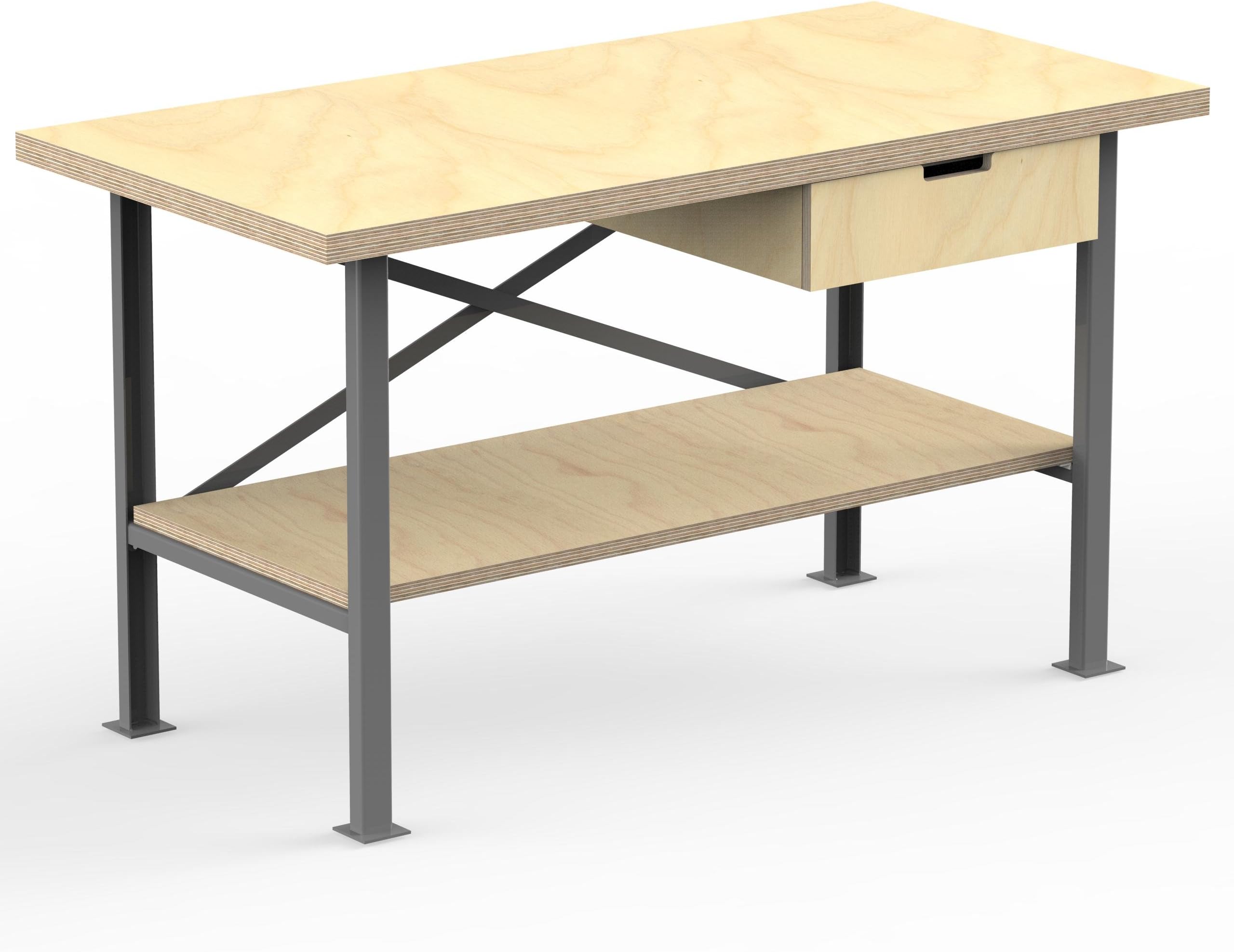 AUPROTEC Workbench Pro 1500 x 800 x 850 mm Plywood Worktop 40mm + Drawer and Shelf solid wooden Work Table