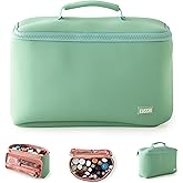 KUSSHI Neoprene Train Case (Large, Sage/Coral Rose)