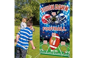 MATINIY Super Bowl Football Toss Game Banner with 5 Balls Set for Indoors and Outdoors Football Party Game for Family Football Birthday Party Supplies and Football Decorations