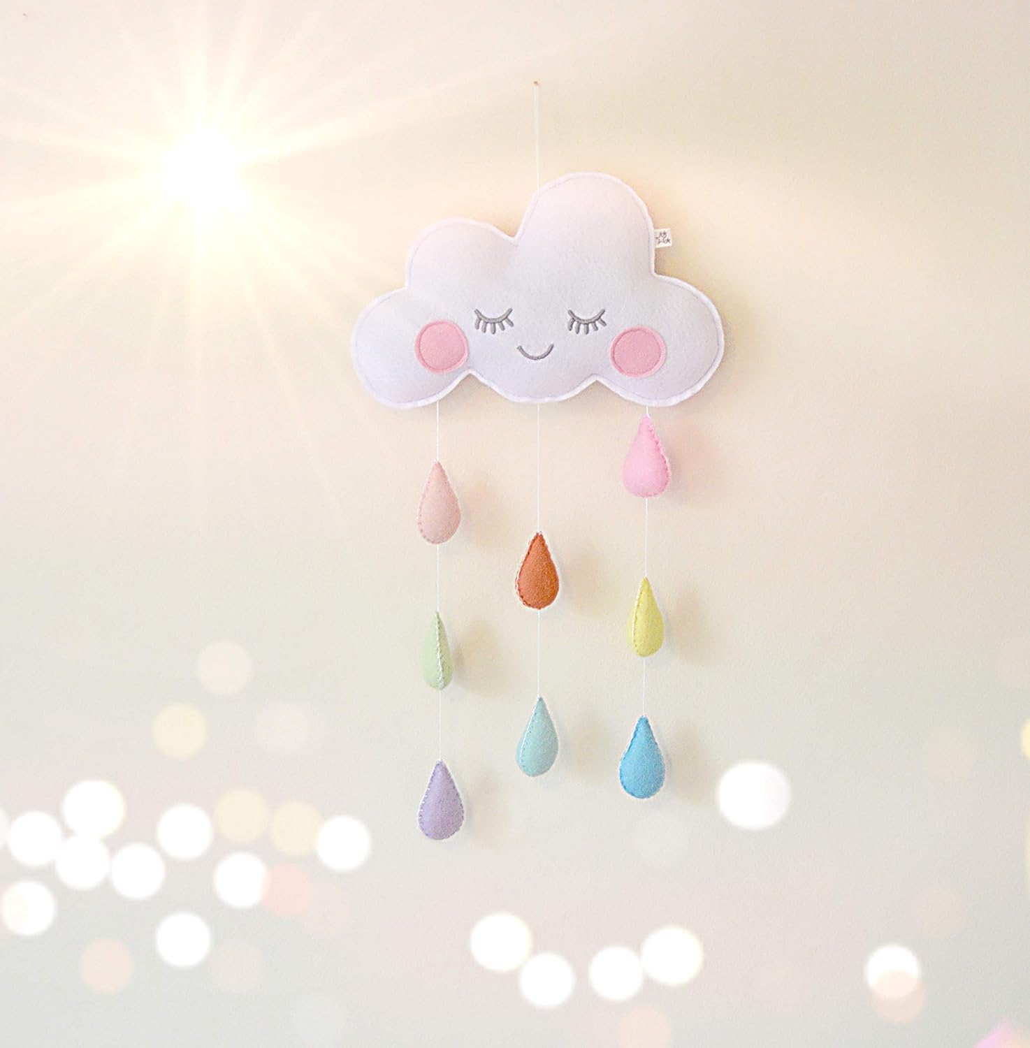 Smiley Rainbow Cloud Nursery Mobile Wall Hanging Decoration